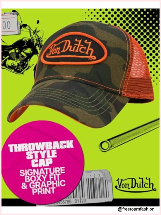 Von Dutch Monogram Trucker Cap - Retro Snapback Hat for Men and Women - main image 5